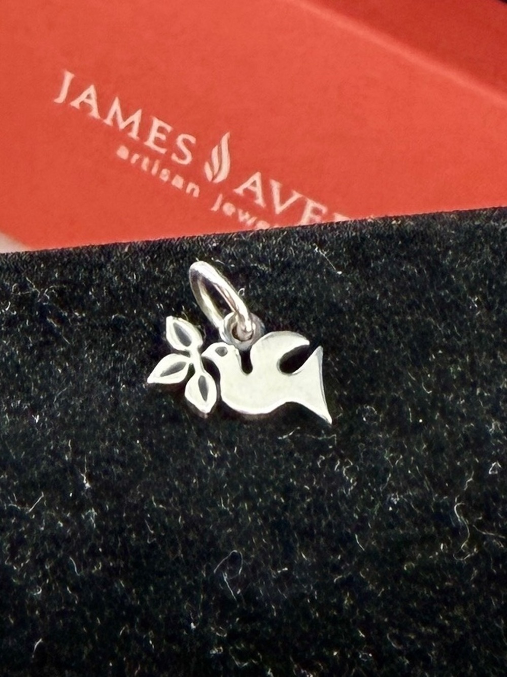 JAMES AVERY Sterling Silver La Paloma Dove Bird Olive Branch Charm Pendant